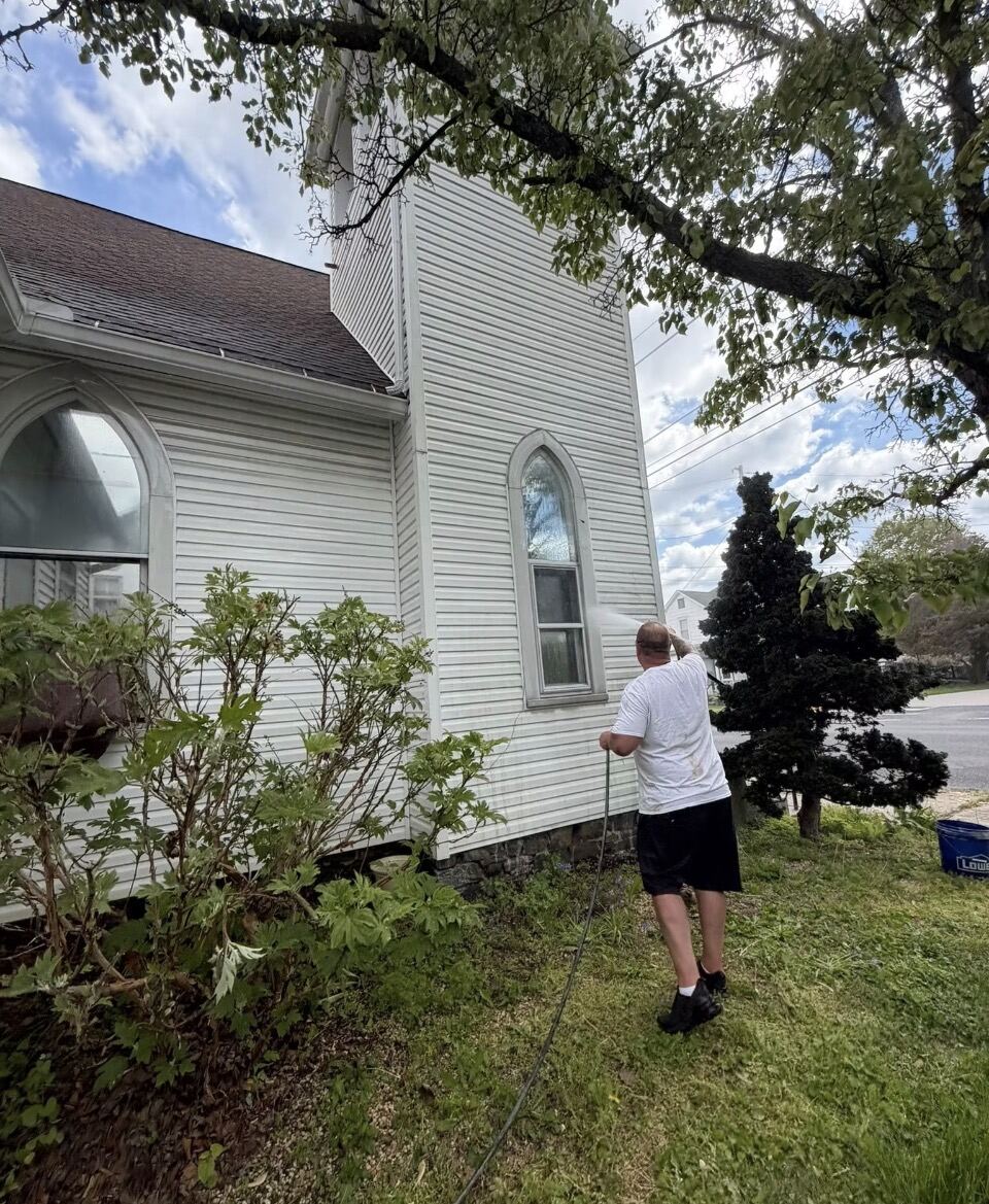 Church exterior pressure washing
