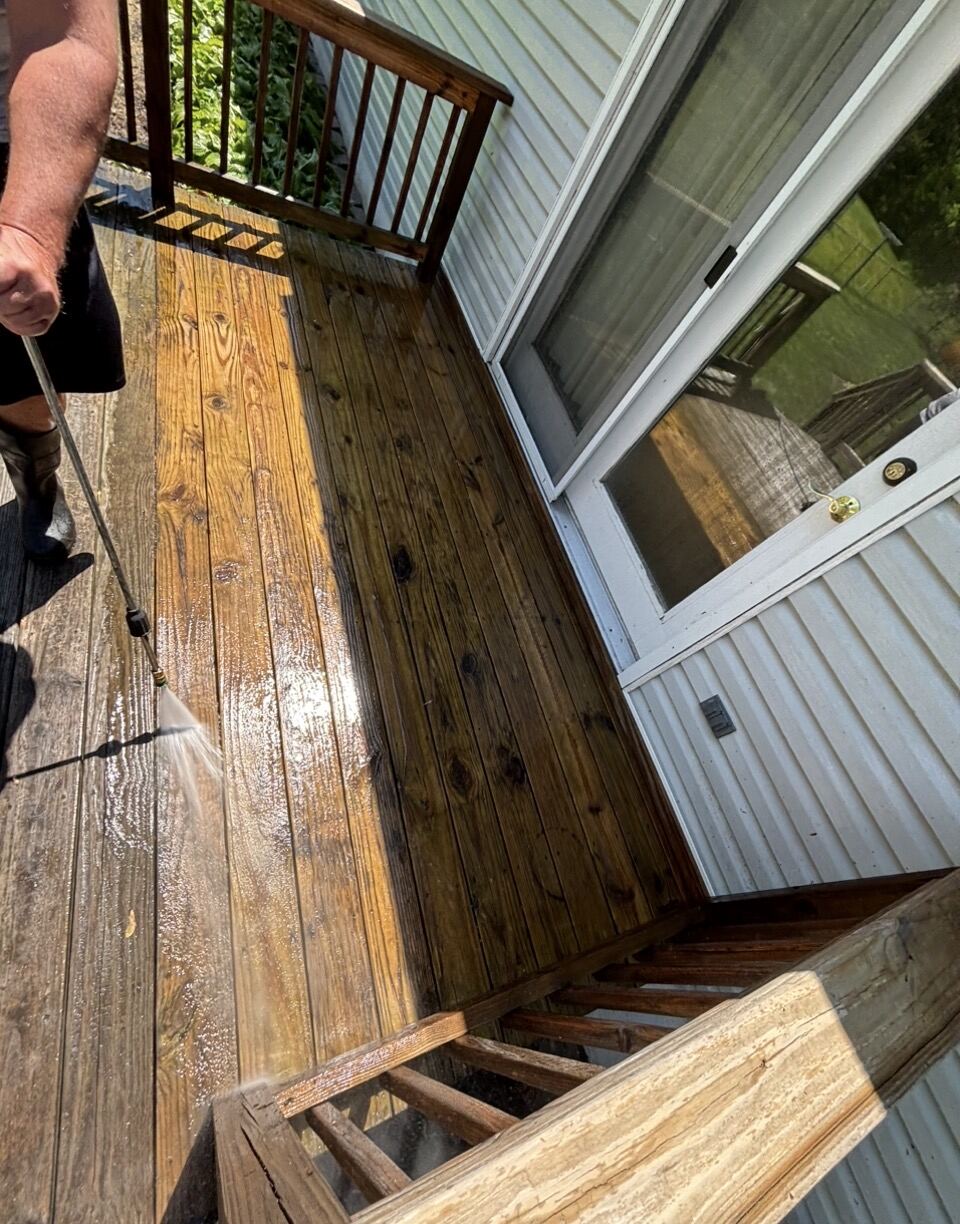 Deck cleaning and wood surface prep